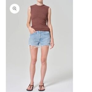 Agolde Light Blue High Waist PARKER VINTAGE CUT OFF SHORT